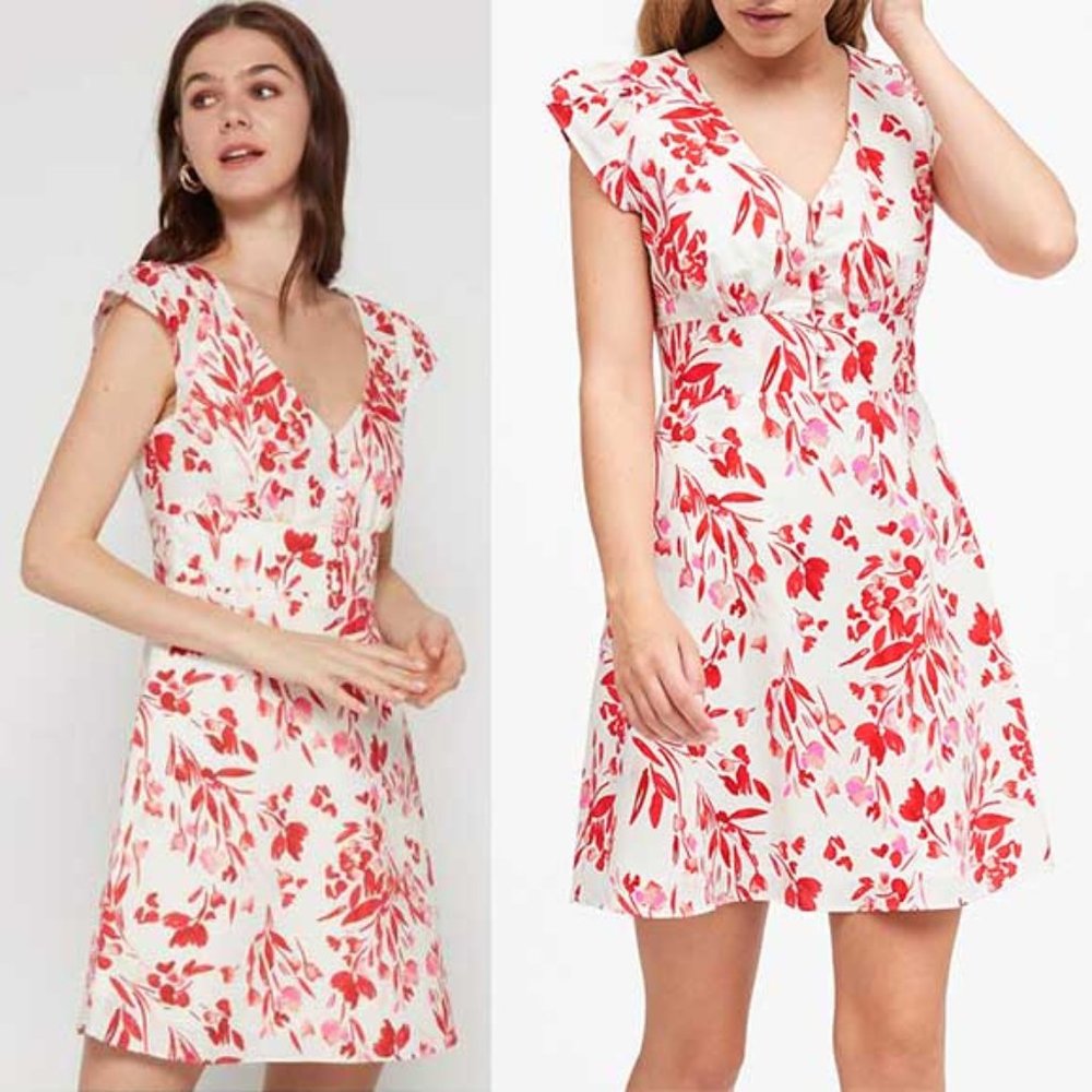 Banana Republic Linen Floral Button-Front Dress 6